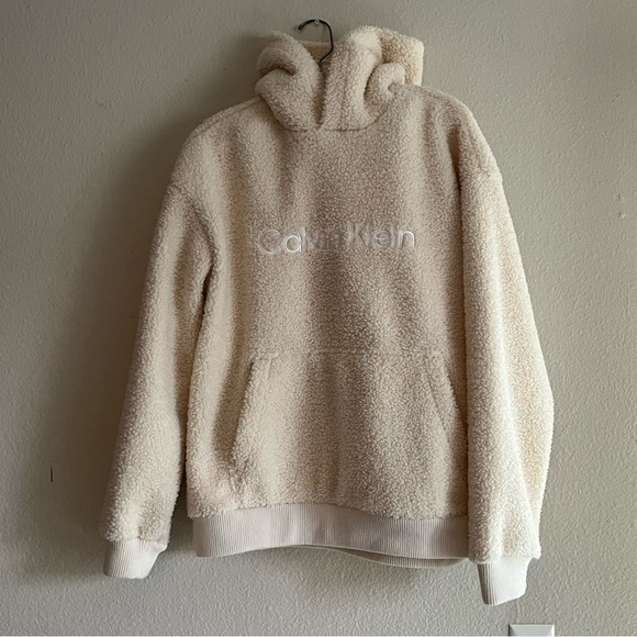 Calvin Klein Womens Performance Fuzzy Zip Front Hoodie Purple Size Small